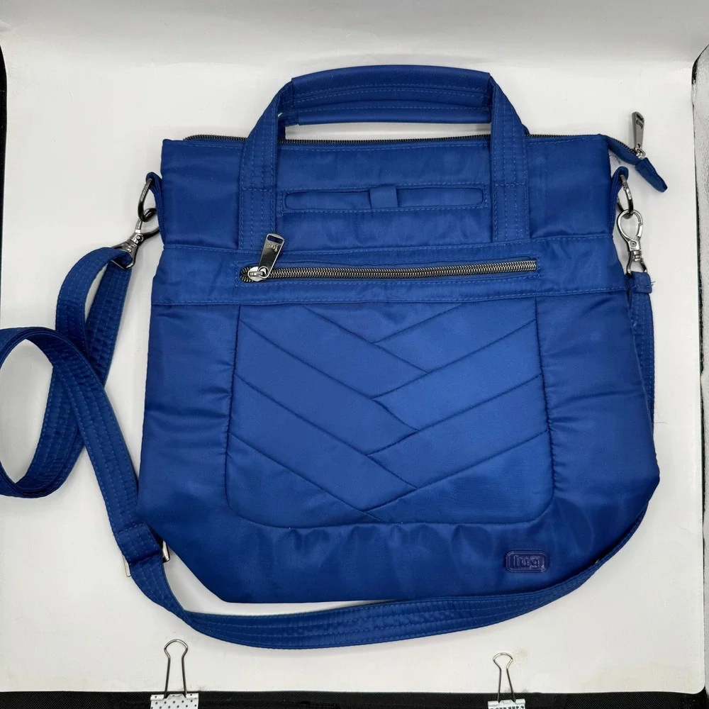 Lug Courier Crossbody Bag Women Medium Cobalt Blue Quilted RFID Travel Tote